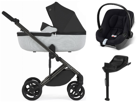 Anex Eli Wózek Głęboko-Spacerowy No.5 + Cybex Aton B2 i-Size Fotelik Samochodowy 0-13kg + Baza One Volcano Black