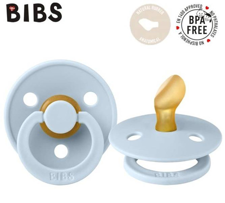 Bibs Colour Anatomical Smoczek Anatomiczny Kauczuk Hevea r.M 6m+ Baby Blue