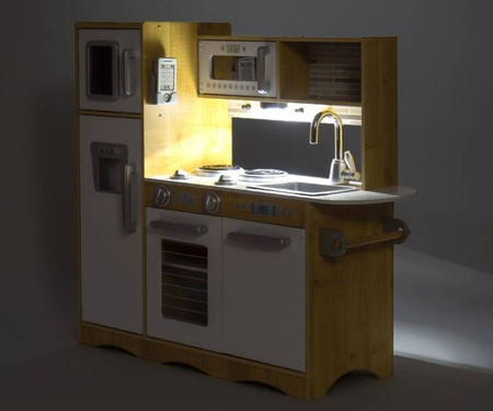 HyperMotion Drewniana Kuchnia Dla Dzieci + Akcesoria, Fartuch, Światło