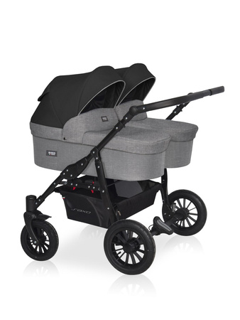 Riko Basic Saxo Wózek Bliźniaczy Głęboko-Spacerowy 04 Onyx