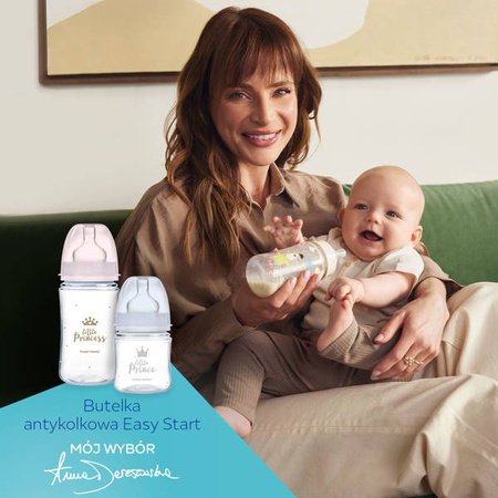 Canpol Babies PP Easy Start Royal Baby Butelka Szeroka Antykolkowa 240ml 35/234 Różowy