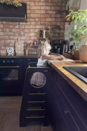 Baby Wood Kitchen Helper M Czarny