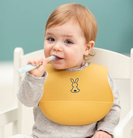 Nattou Śliniak Silikonowy z Zapięciem, bez BPA Ochra