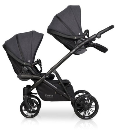 Riko Team Wózek Bliźniaczy Rok Po Roku Głęboko-Spacerowy Anthracite