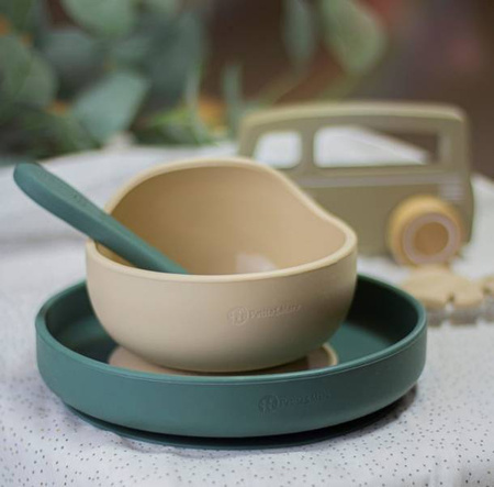 Petite&Mars Take&Match Silikonowy Talerzyk z Przyssawką 6m+ Misty Green