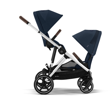 Cybex Gazelle S Wózek Głęboko-Spacerowy Bliźniaczy Rama Srebrna Ocean Blue