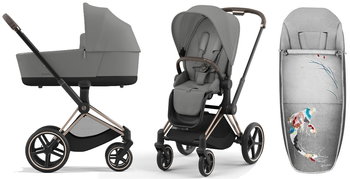 Cybex Priam 4.0 Wózek Głęboko-Spacerowy Mirage Grey + Cybex Platinium Śpiworek Gratis 