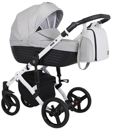 Kunert Tiaro Wózek Głęboko-Spacerowy 2w1 Szary Biała Rama Koła Żelowe