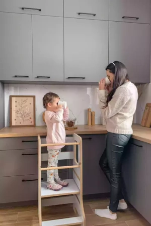 Baby Wood Slim M Kitchen Helper Szary