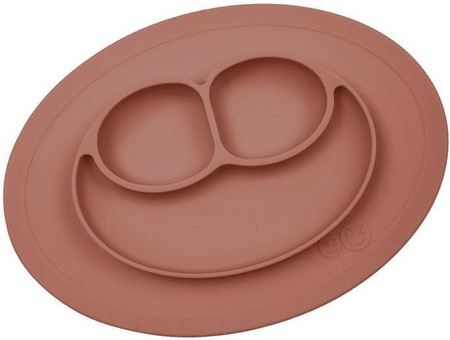 EZPZ Silikonowy Talerzyk Z Podkładką Mały 2w1 Mini Mat Brązowy