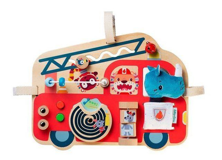 Lilliputiens Drewniana Tablica Manipulacyjna Wóz Strażacki Nosorożec Marius 9m+