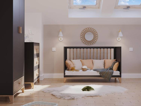 Theo Bebe Nami Wielofunkcyjne Łóżeczko Ratanowe 70x140cm Onyx