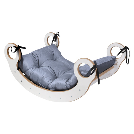 GUGI Bujak Drewniany Montessori Mały M + Poduszka Welurowa Grafit