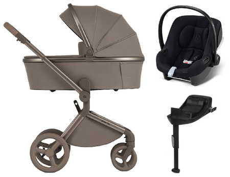 Anex Flo Wózek Głęboko-Spacerowy Yuki + Cybex Aton B2 i-Size Fotelik Samochodowy 0-13kg + Baza One Volcano Black