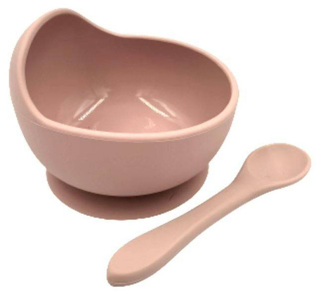 Baby in World Miska Silikonowa Z Przyssawką I Łyżeczką Rose