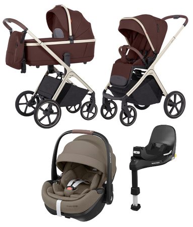 Carrello Vector CRL-6550 2025 Wózek Głęboko-Spacerowy + Maxi-Cosi Pebble 360 Pro2 Fotelik Samochodowy + Baza