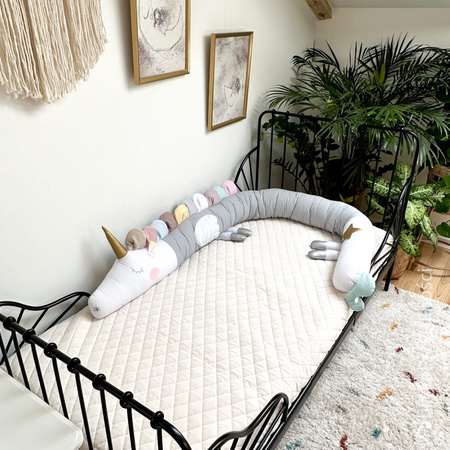 SenLove Poduszka Wałek Ochraniacz do Łóżka Jednorożec Szary