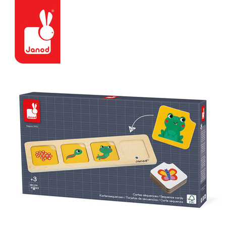 Janod Drewniana układanka Karty sekwencji Ogród 3+