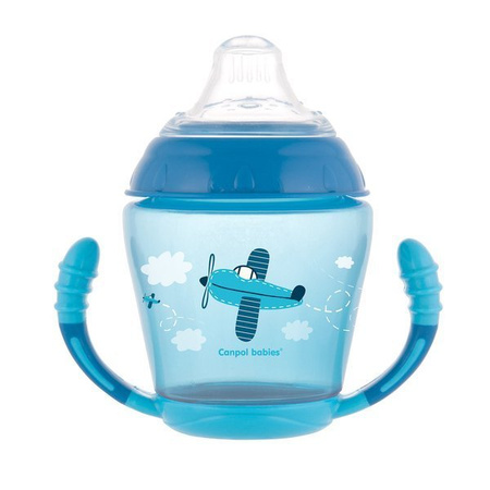 Canpol babies kubek niekapek miękki silikonowy ustnik 230ml TOYS 56/502_blu Niebieski