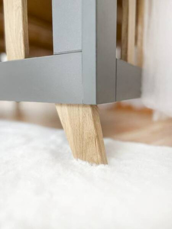 ATB Łóżeczko Kojec Dziecięcy Dębowy Szary