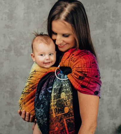 LennyLamb Chusta Kółkowa Splot Żakardowy Noszenia Dzieci Symfonia Tęczowa Dark 1,8m 100% Bawełna