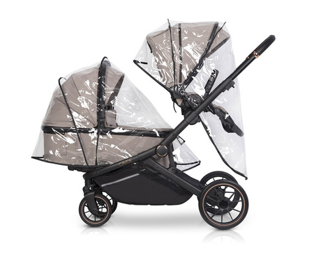 Cavoe Avec 2024 Wózek Głęboko-Spacerowy Bliźniaczy 2w1 Taupe