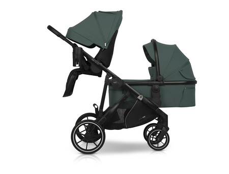 Easy Go Duoflex Wózek Głęboko-Spacerowy Bliźniaczy Rok po Roku Sage Green 2 Siedziska 1 Gondola