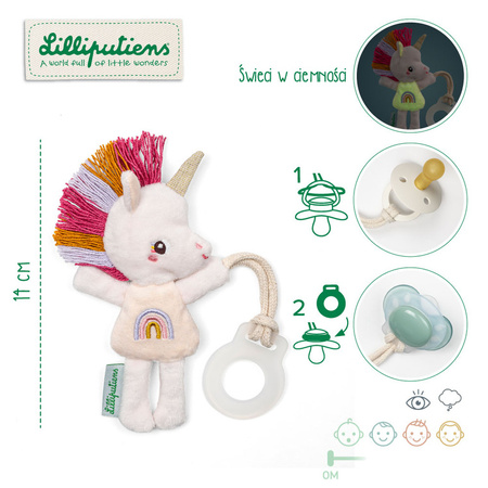 Lilliputiens Zawieszka do smoczka świecąca w ciemności Nocny mini przyjaciel Jednorożec Lena 0 m+