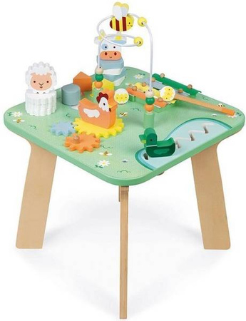 Janod Wielofunkcyjny Stolik Edukacyjny Drewniany Łąka 12 M+