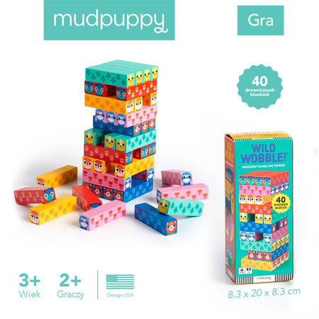 Mudpuppy Drewniana gra zręcznościowa Chwiejąca się wieża 3+