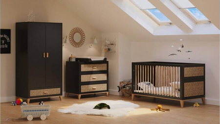 Theo Bebe Nami Wielofunkcyjne Łóżeczko Ratanowe 70x140cm Onyx