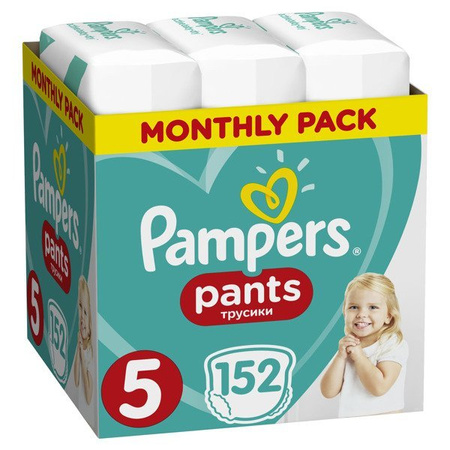 Pampers Pants Pieluchomajtki Zapas na Miesiąc rozm. 5 rozmiar 5 12-17 kg 152 sztuki