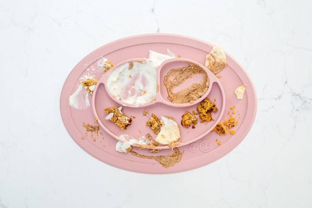 EZPZ Silikonowy Talerzyk Z Podkładką Mały 2w1 Mini Mat Pastelowy Róż