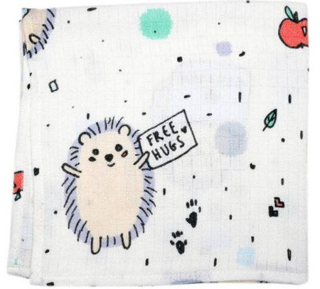 Lullalove Szczotka Włosie Kozie + Myjka Pieluszka Muślinowa Jeże Blue