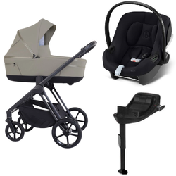 Espiro Miloo 2025 Wózek Głęboko-Spacerowy 217 Cashmere Gray + Cybex Aton B2 i-Size Fotelik Samochodowy 0-13kg + Baza One Volcano Black