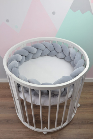 SenLove Ochraniacz do Łóżeczka Warkocz 120 cm Szary