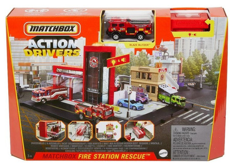 Matchbox Prawdziwe Przygody Remiza Strażacka Zestaw Światła i Dźwięki HBD76 HBL74