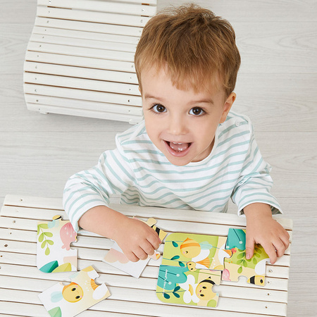 Janod Puzzle progresywne w walizce Zwierzątka Pure 4 układanki – 6, 9, 12 i 16 elementów 2+ Made in France