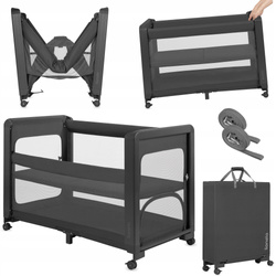 Lionelo Patty Łóżeczko turystyczne dwupoziomowe 5w1 dostawne wolnostojące Grey Graphite