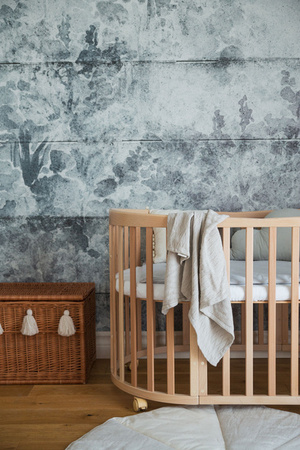 Waldin Łóżeczko Dziecięce Owalne 7w1 z Materacem Natural