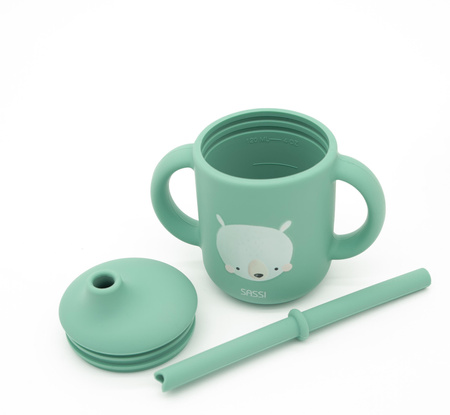 Sassi Kubek silikonowy z rurką dla dzieci Miś