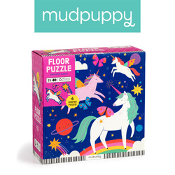 Mudpuppy Puzzle podłogowe z unikalnymi kształtami Magiczne jednorożce 25 elementów 3+