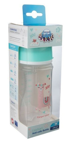Canpol Babies EasyStart Exotic Animals Butelka szerokootworowa antykolkowa 240 ml 35/221_gre Zielony