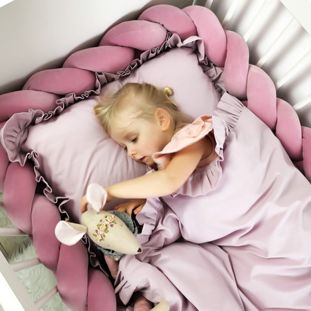 SenLove Ochraniacz do Łóżeczka Warkocz 400 cm Brudny Róż