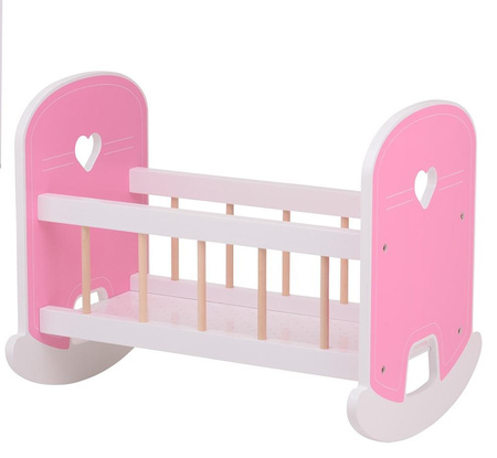 Joueco Drewniana kołyska Baby Rose dla lalek 35-45 cm