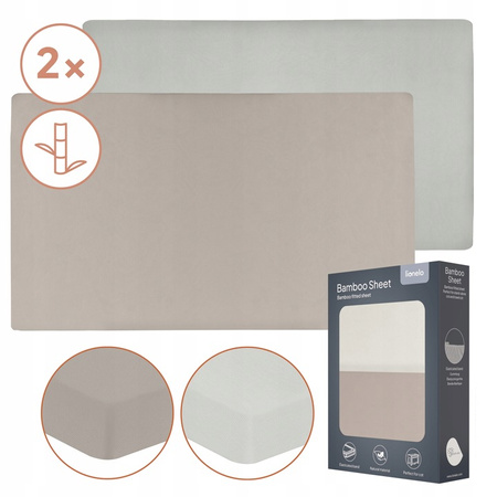 Lionelo Prześcieradło bambusowe Bamboo Sheet Beige&White 70x28 2Pack