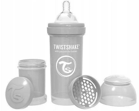 TwistShake Butelka Antylkolkowa 260 ml 2m+ Pastel Grey