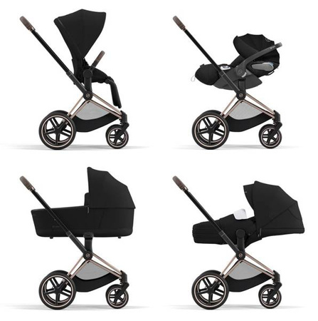 Cybex Priam 4.0 Wózek Głęboko-Spacerowy + Fotelik Samochodowy Cloud T 0-13kg Deep Black