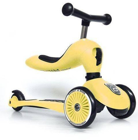 Scootandride Highwaykick 1 Jeździk i Hulajnoga 2w1 1-5 Lat + Scootandride Kask S-M Lemon