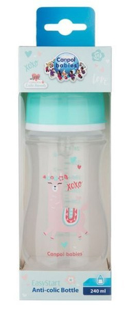 Canpol Babies EasyStart Exotic Animals Butelka szerokootworowa antykolkowa 240 ml 35/221_gre Zielony